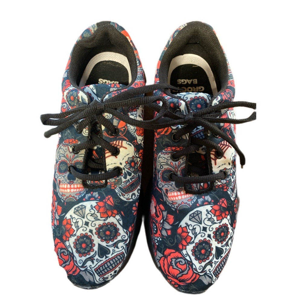 GROOVE BAGS DIA DE LOS MUERTOS SNEAKER WOMENS SIZE 7 Day of The Dead. Beautiful - Picture 2 of 8